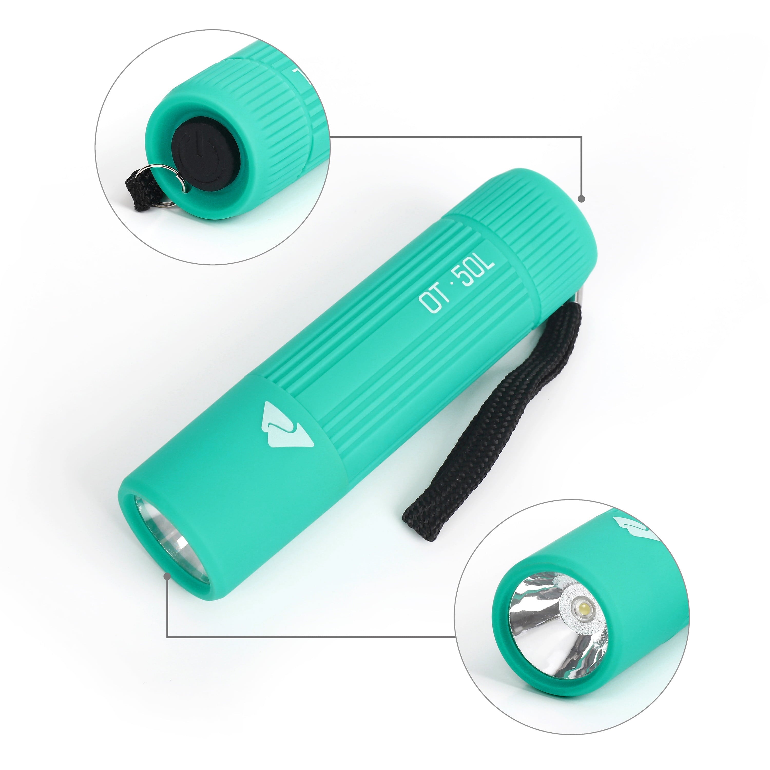 Ozark Trail Single Mini LED Flashlight, 50 Lumens, Handheld, 3 AAA Batteries, Teal