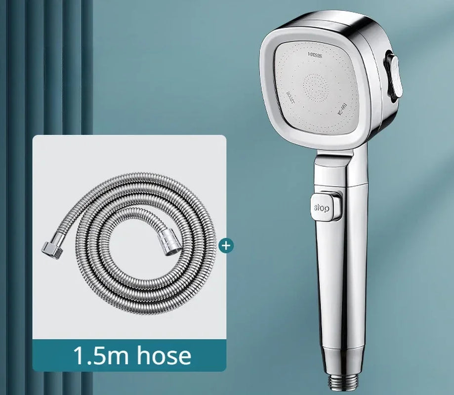 High-Pressure Water-Saving Shower Head with 3 Adjustable Modes and One-Key Stop Function for Enhanced Bathroom Experience