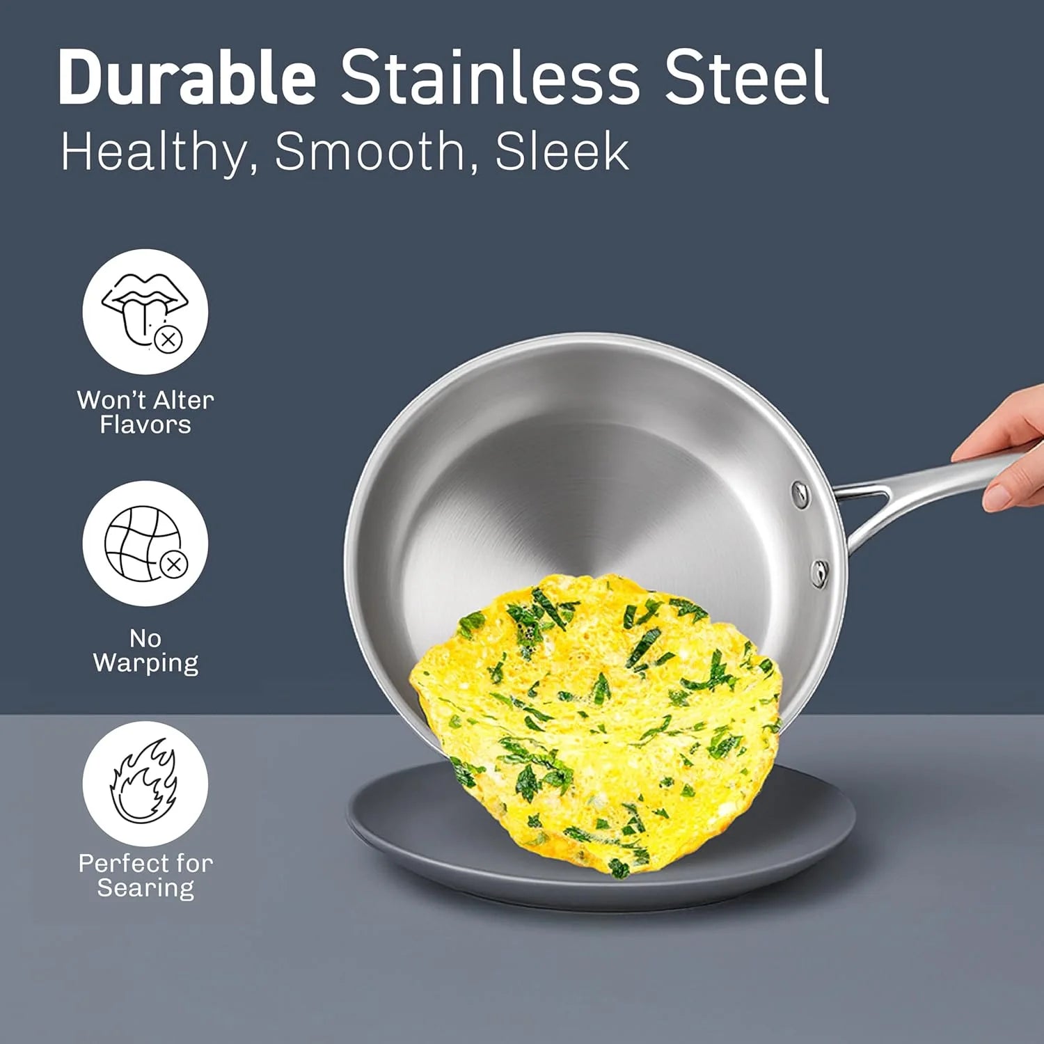 Gotham Steel 10 Pcs Stainless Steel Cookware Set, Pots and Pans Set Non Stick with Induction Cookware, Made without Forever Chemicals, Metal Utensil Safe, Oven and Dishwasher Safe