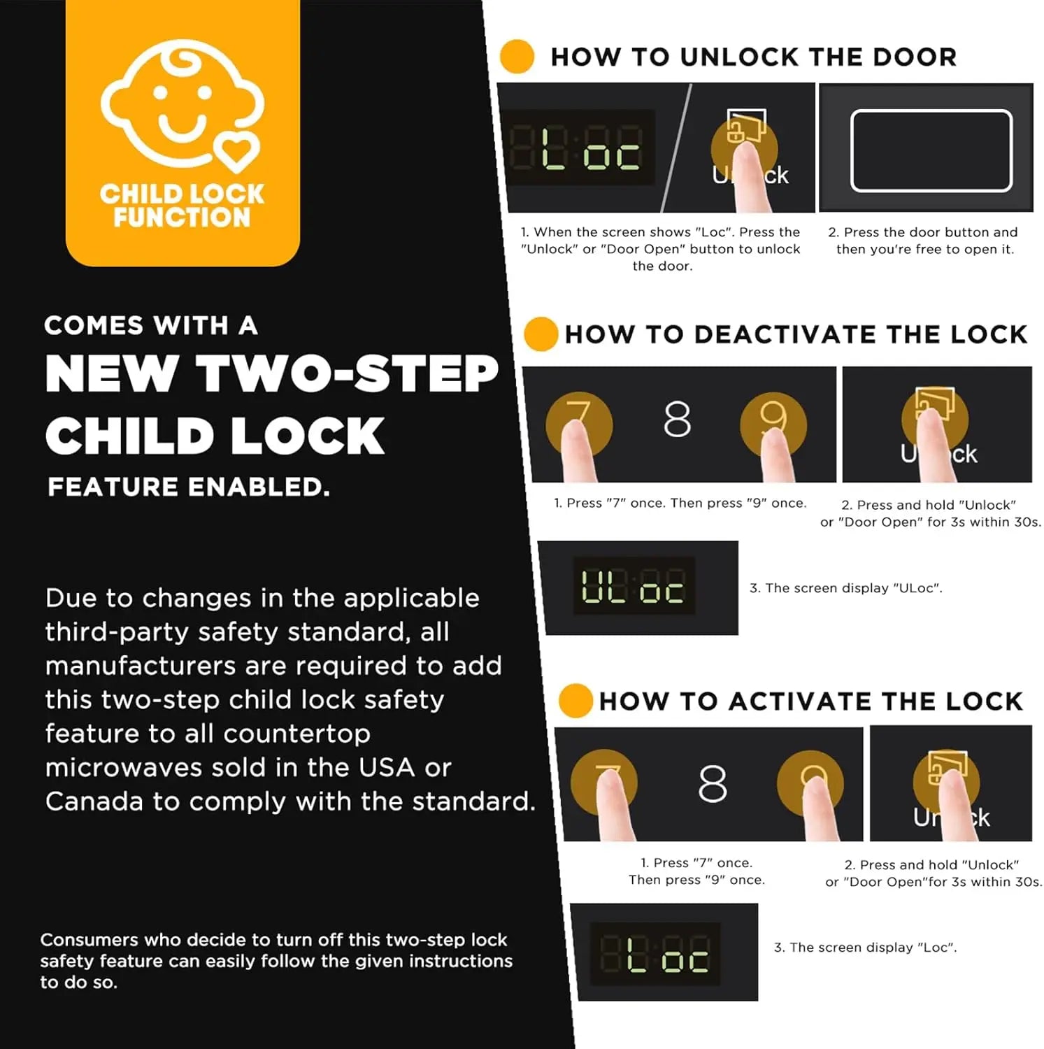 BLACK+DECKER Countertop Microwave Oven 0.9 Cu Ft - 6 Auto Menus, Child Lock, 10 Power Levels, One-Touch Start, Digital, 900W