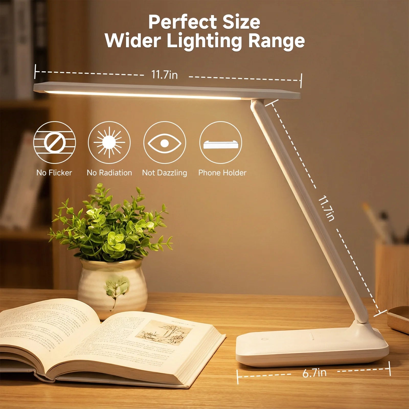 NOYAFA Led Desk Lamp Dimmable Desk Light Reading Lamp 3 Lighting Modes, Eye Protection Accessories, Study Desk Lamp Equipped USB Suitable for Home Office
