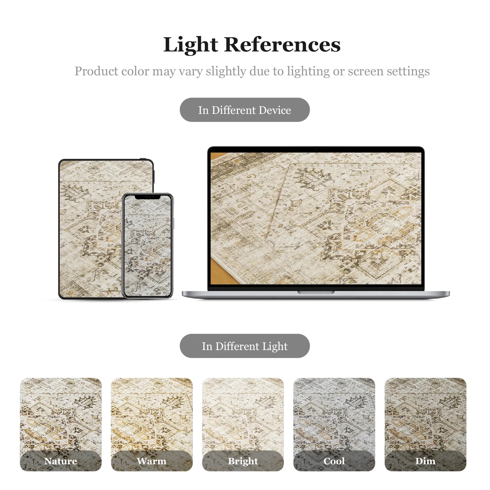 CHITOOMA 5'X7' Boho Area Rugs for Living Room, Machine Washable Stain Resistant Non-Shed Carpet, Area Rug with Non-Slip Backing for Bedroom, Dining Room, Dorm, Office