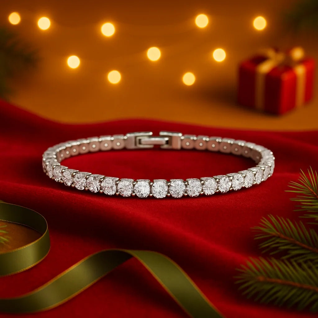 Jeenmata 5.5 Carat April Cubic Zirconia - round Cut Birthstone Tennis Bracelet Eternity Design - White Gold Plating, Female, Adult