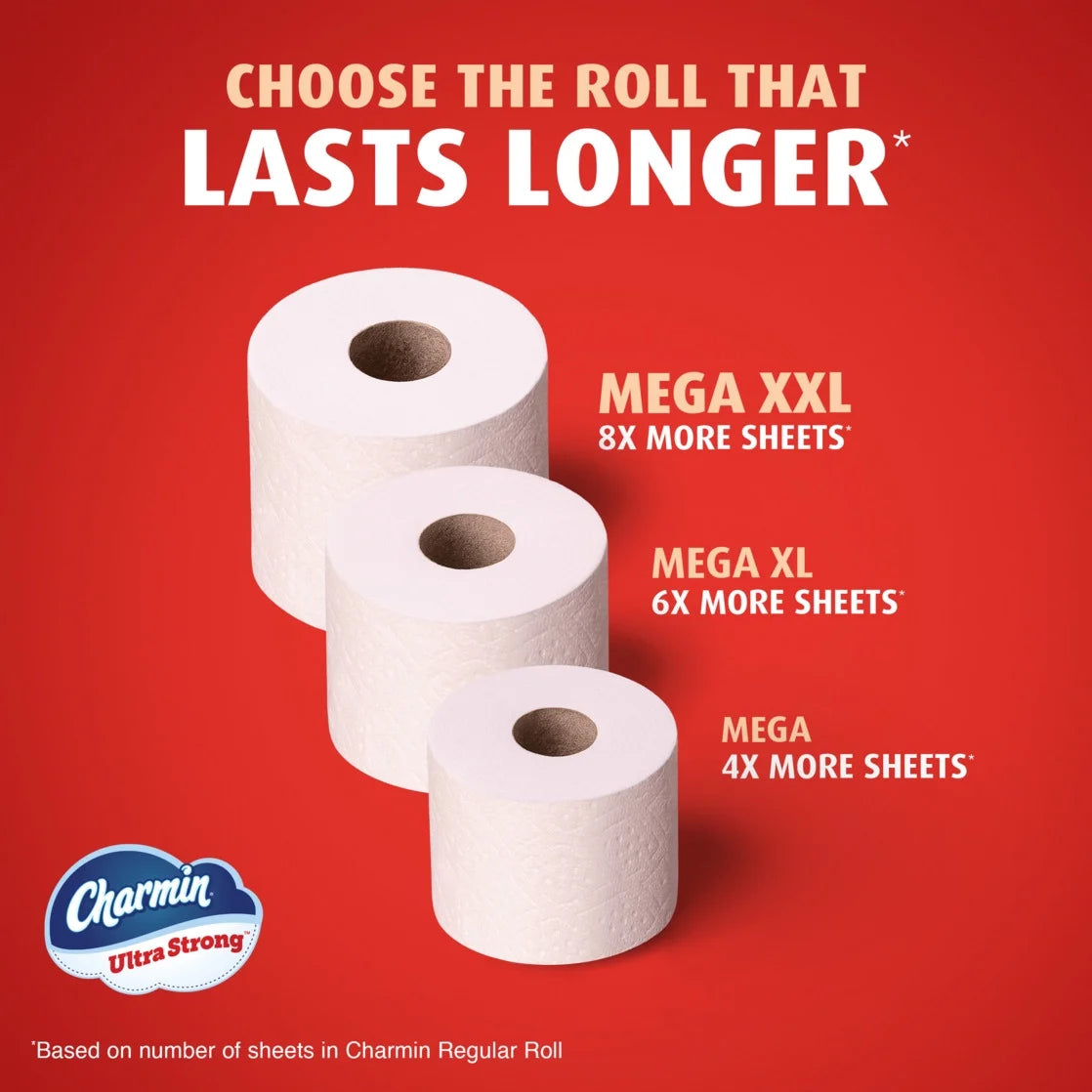 Charmin Ultra Strong Toilet Paper 12 Mega XL Rolls, 330 Sheets per Roll