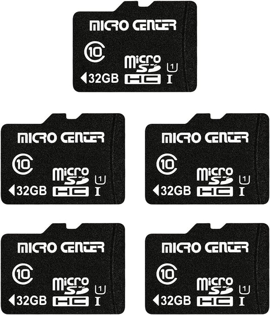 Micro Center 32GB Class 10 Microsdhc Flash Memory Card with Adapter for Mobile Device Storage Phone, Tablet, Drone & Full HD Video Recording - 80Mb/S UHS-I, C10, U1 (5 Pack)