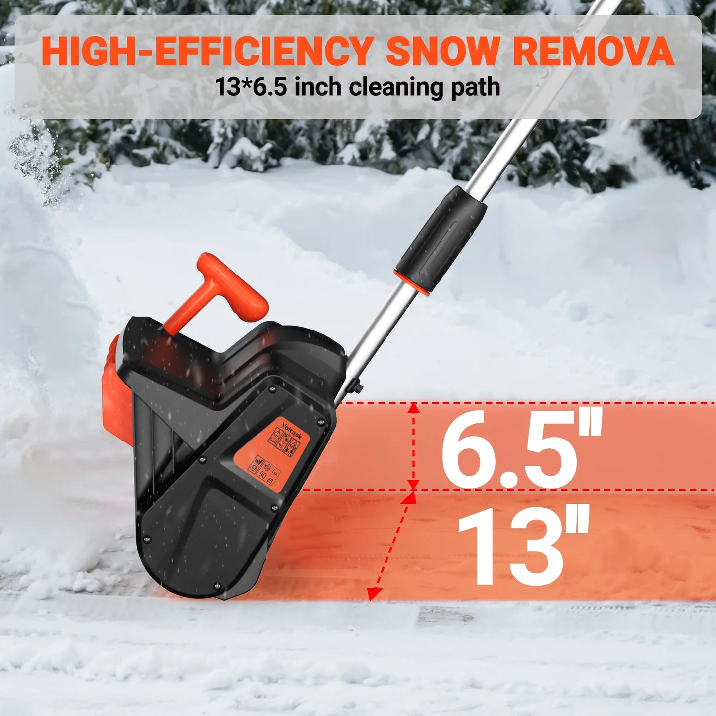 24V Cordless Snow Shovel - 13-Inch Electric Snow Blower with Brushless Motor, Directional Plate, Battery, and Quick Charger for Driveways and Sidewalks