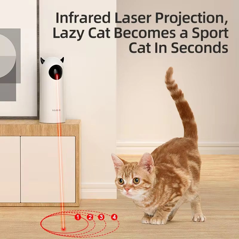 ROJECO Interactive Smart LED Laser Cat Toy - Automatic Handheld Electronic Teaser for Cats and Dogs