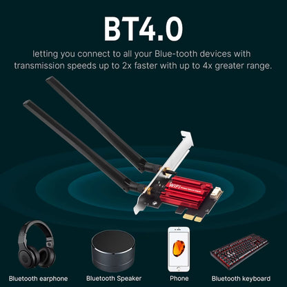 FENVI Wifi 5 PCI-E Wireless Adapter AC1200 Network Card Dual Band 2.4G/5Ghz 802.11AC for Bluetooth 4.0 Desktop Windows 7/8/10/11