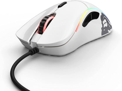 Glorious Model D Wired Gaming Mouse - 68G Superlight Honeycomb Design, RGB, Ergonomic, Pixart 3360 Sensor, Omron Switches, PTFE Feet, 6 Buttons - Glossy White