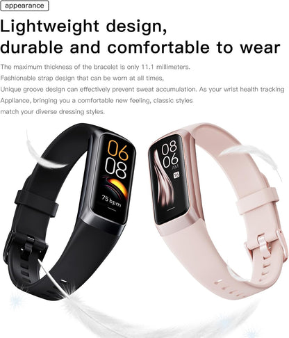 Health and Fitness Tracker for Men and Women - AMOLED Display, Slim Design, 25 Sports Modes, Heart Rate and Blood Pressure Monitoring, Alarm, Stopwatch, Timer, Calories Burned, IP68 Waterproof