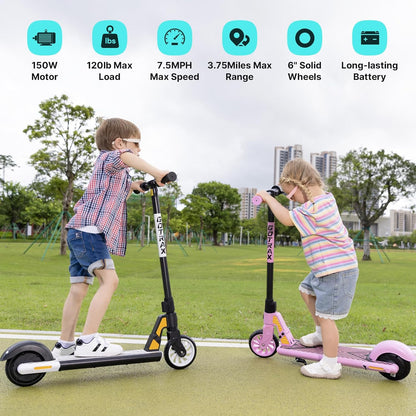 Gotrax GKS Series Electric Scooter for Children Aged 6-12, Maximum Speed of 7.5 MPH and Range of 3.75-4 Miles, 150W Motor, 6-Inch Wheels, User-Friendly Thumb Throttle, Durable All-Metal Frame Supports Up to 121 Pounds for Boys and Girls