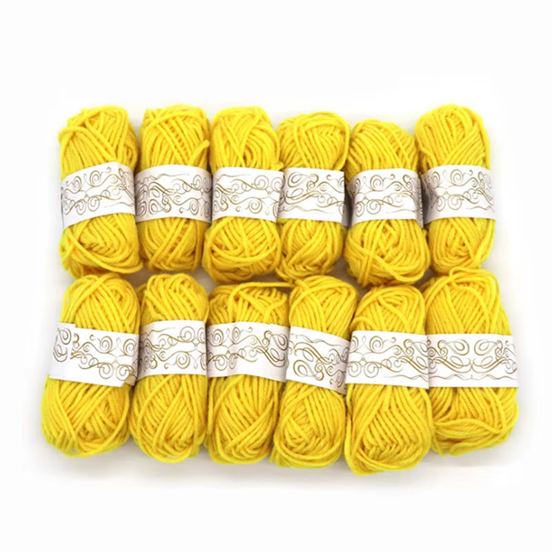 12-Piece Set of Soft Handmade Knitting Yarn - Thick Crochet Wool Line