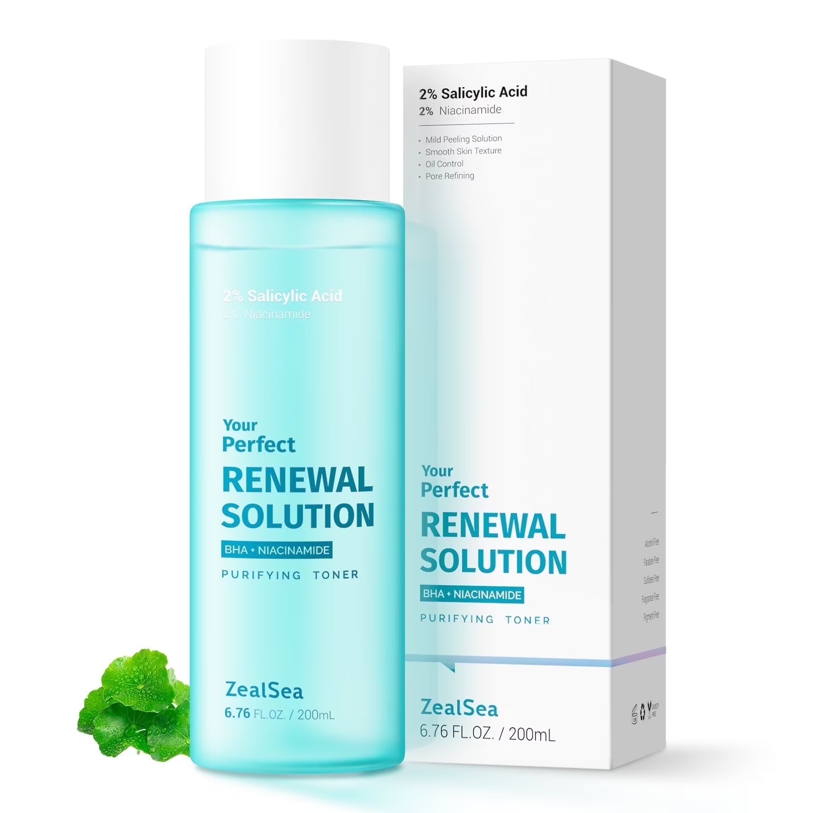 Salicylic Acid Toner - BHA Liquid Exfoliant for Pore Minimization and Blackhead Removal, 6.76 oz, with CICA and Niacinamide, Gentle Alcohol-Free Formula for All Skin Types, Vegan Redness Relief