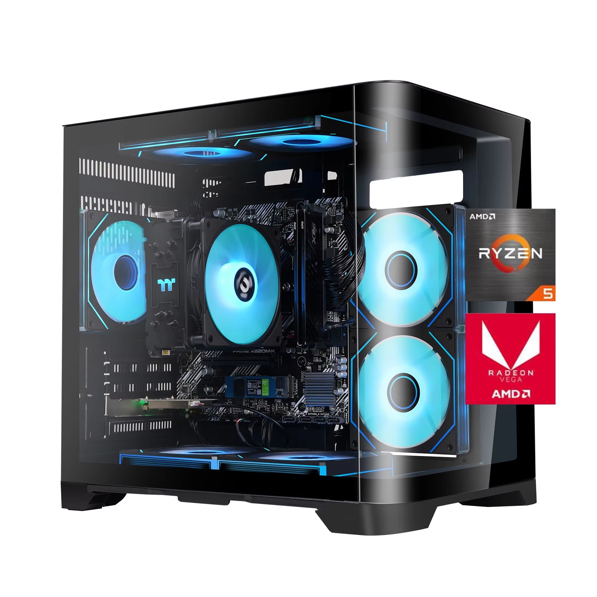 YEAH MAGIC 5600GT Gaming PC Desktop AMD Ryzen 5 3.9Ghz 16GB(8G*2) DDR4 3200 1T NVME SSD ARGB 7 Fans Win 11 Home Office Desktop