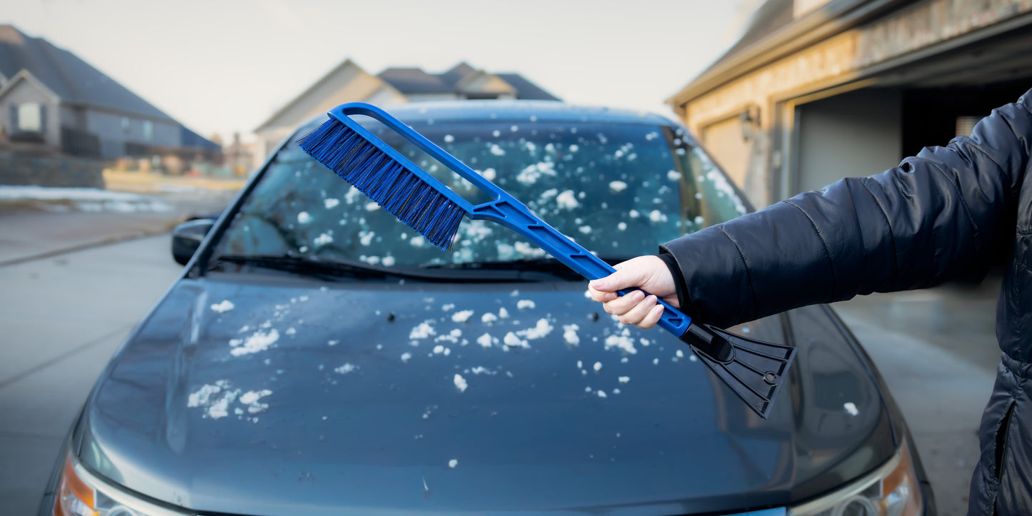 24-Inch Snow Brush and Ice Scraper, Blue, Single Unit for Automotive Use