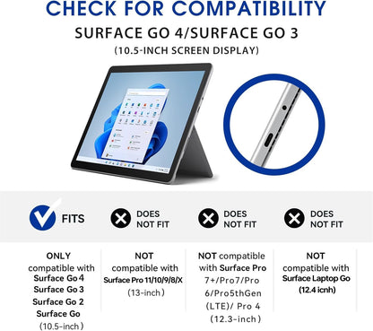 Omnpak Protective Case for Surface Go 4 2023/Go 3 2021/Go 2 2020/Go 2018 with Stylus Holder, Multiple Angle Slim Lightweight Cover, Compatible with Type Cover Keyboard（Keyboard Not Included）