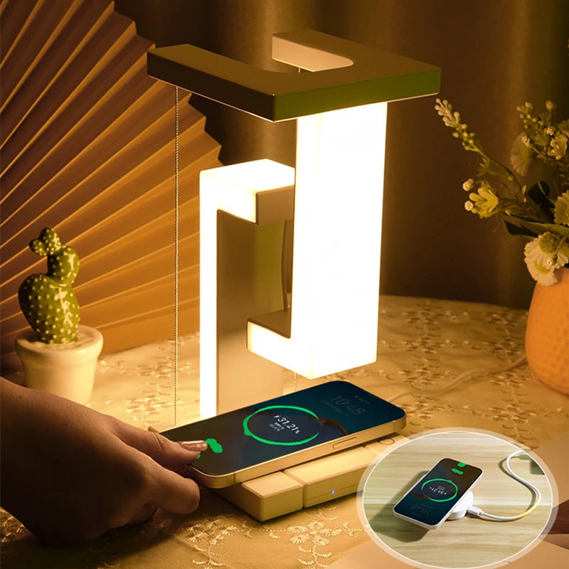 Floating Lamp with 10W Detachable Wireless Charger - Decorative Lighting Solution for Bedroom and Office