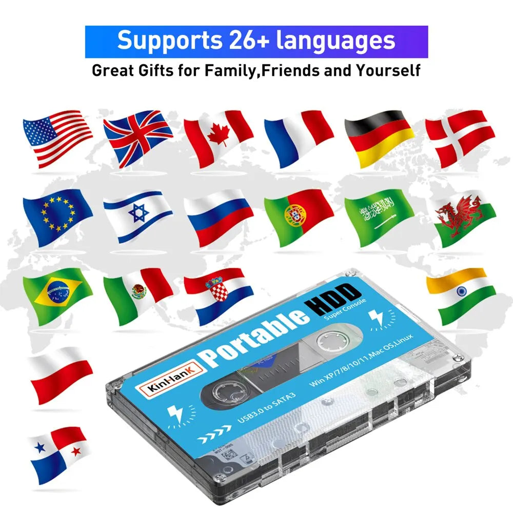 KINHANK Super Console 500GB Gaming HDD with 100,000 Video Games and 70 Emulators for DC, MAME, SS, NAOMI, PS2, PS1 - Plug and Play with Batocera OS