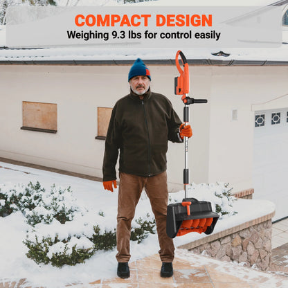 24V Cordless Snow Shovel - 13-Inch Electric Snow Blower with Brushless Motor, Directional Plate, Battery, and Quick Charger for Driveways and Sidewalks