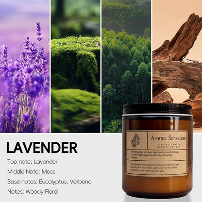 Organic Lavender Soy Candles - Non-Toxic 7oz for Home Fragrance, Stress Relief, and Meditation