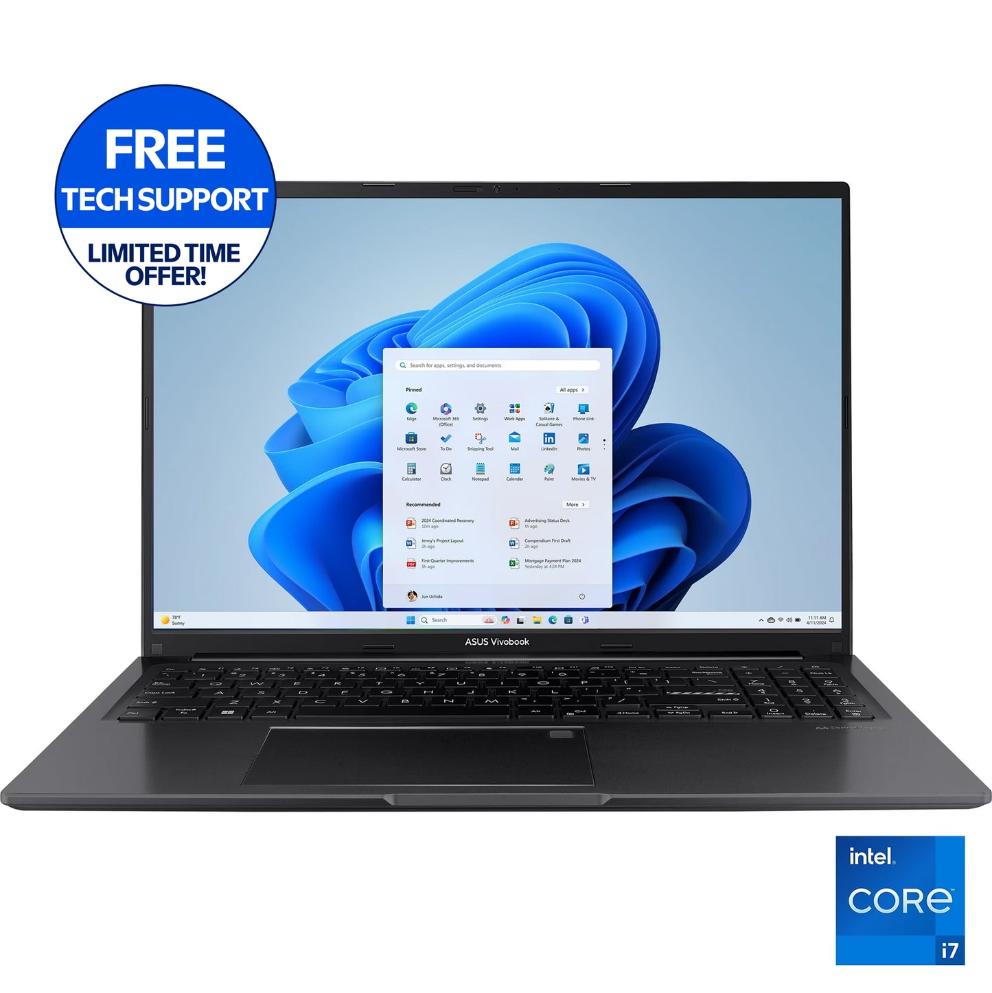 Vivobook 16" WUXGA Laptop with Intel Core i7-1355U, 16GB RAM, and 512GB SSD in Black