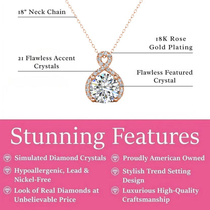 Alessandra 18K Rose Gold Plated Women's Necklace with Simulated Diamond Crystals