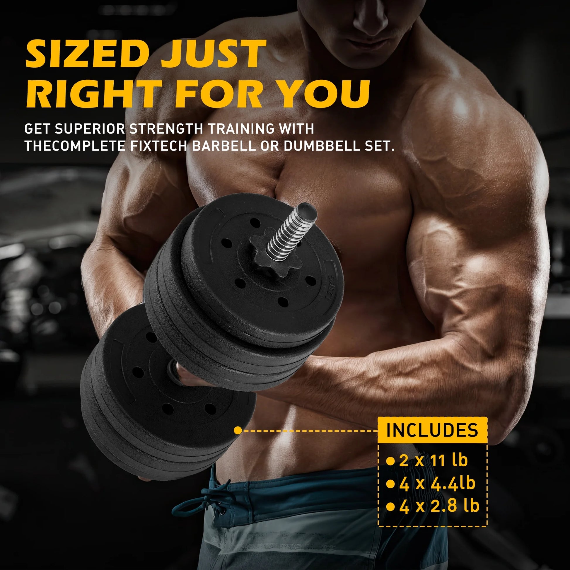 66LB 2-in-1 Olympic Adjustable Weight Set with Curl Bar for Versatile Family Fitness, Black