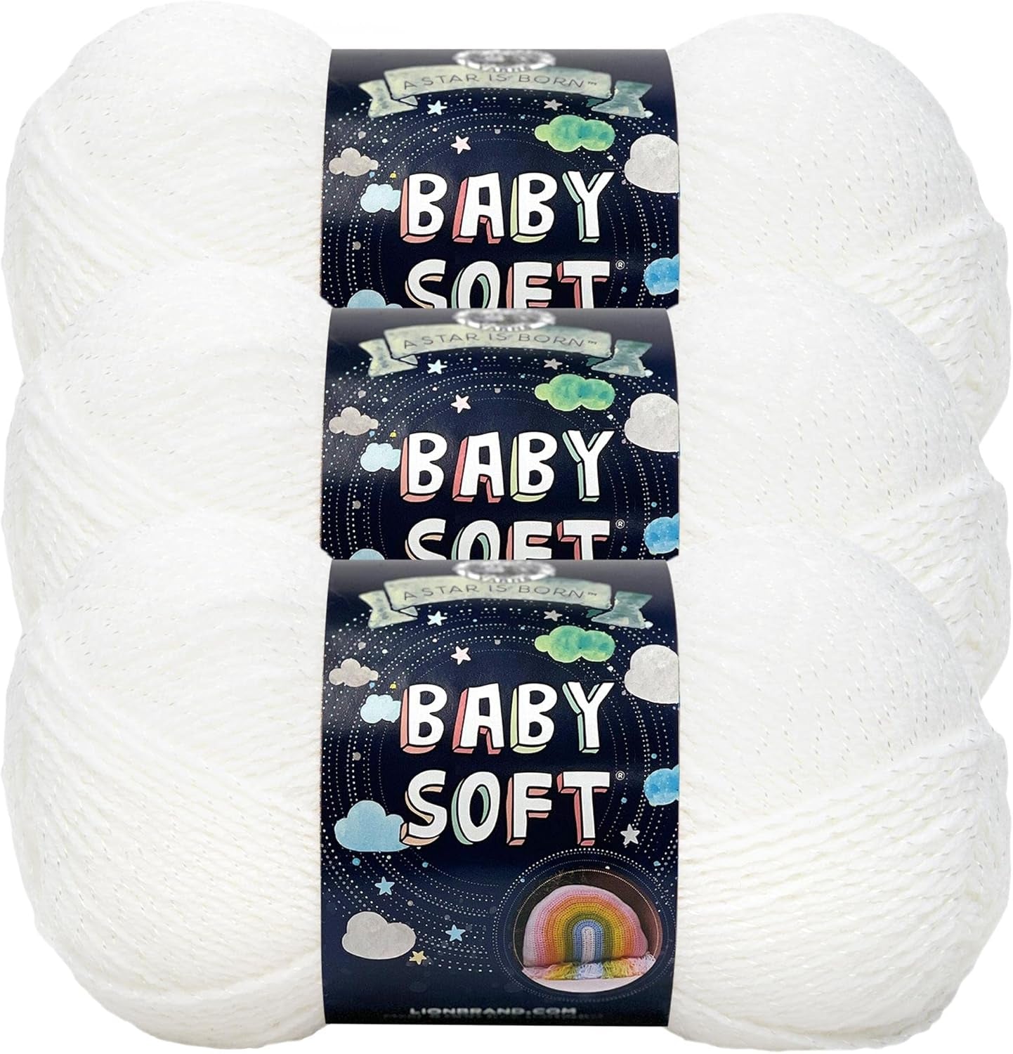 Lion Brand Yarn Baby Soft Blanket Yarn for Crocheting, Knitting, and Crafts, Lemonade, Set of 3
