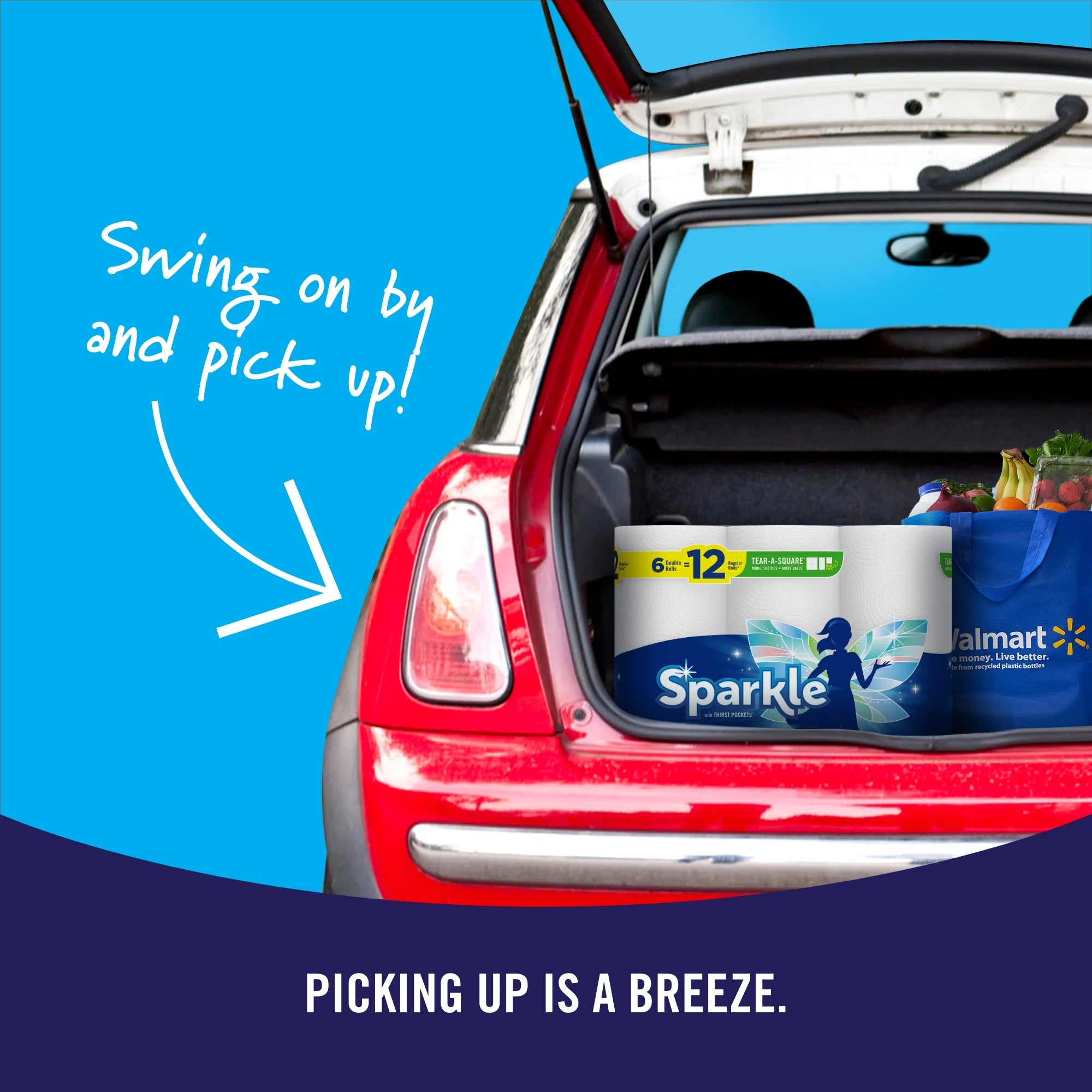 Sparkle Tear-A-Square Paper Towels, 6 Triple Rolls