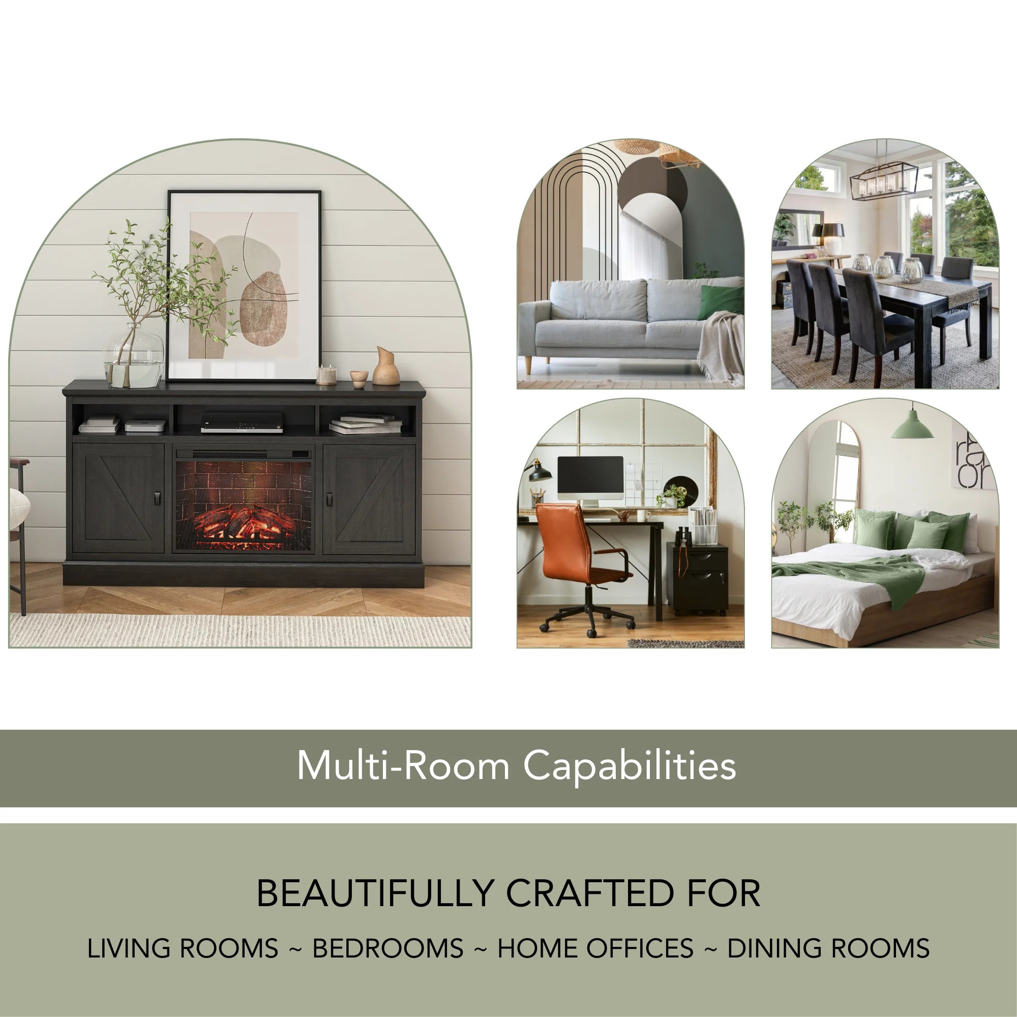 Ashton Lane Electric Fireplace TV Stand with Remote for Tvs up to 65In, Black Oak