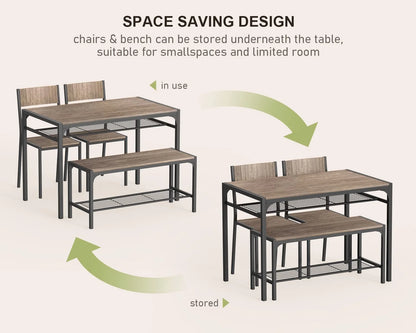 43" Dining Room Table and Chairs Set for Four, Ideal for Small Spaces and Breakfast Nooks, Gray