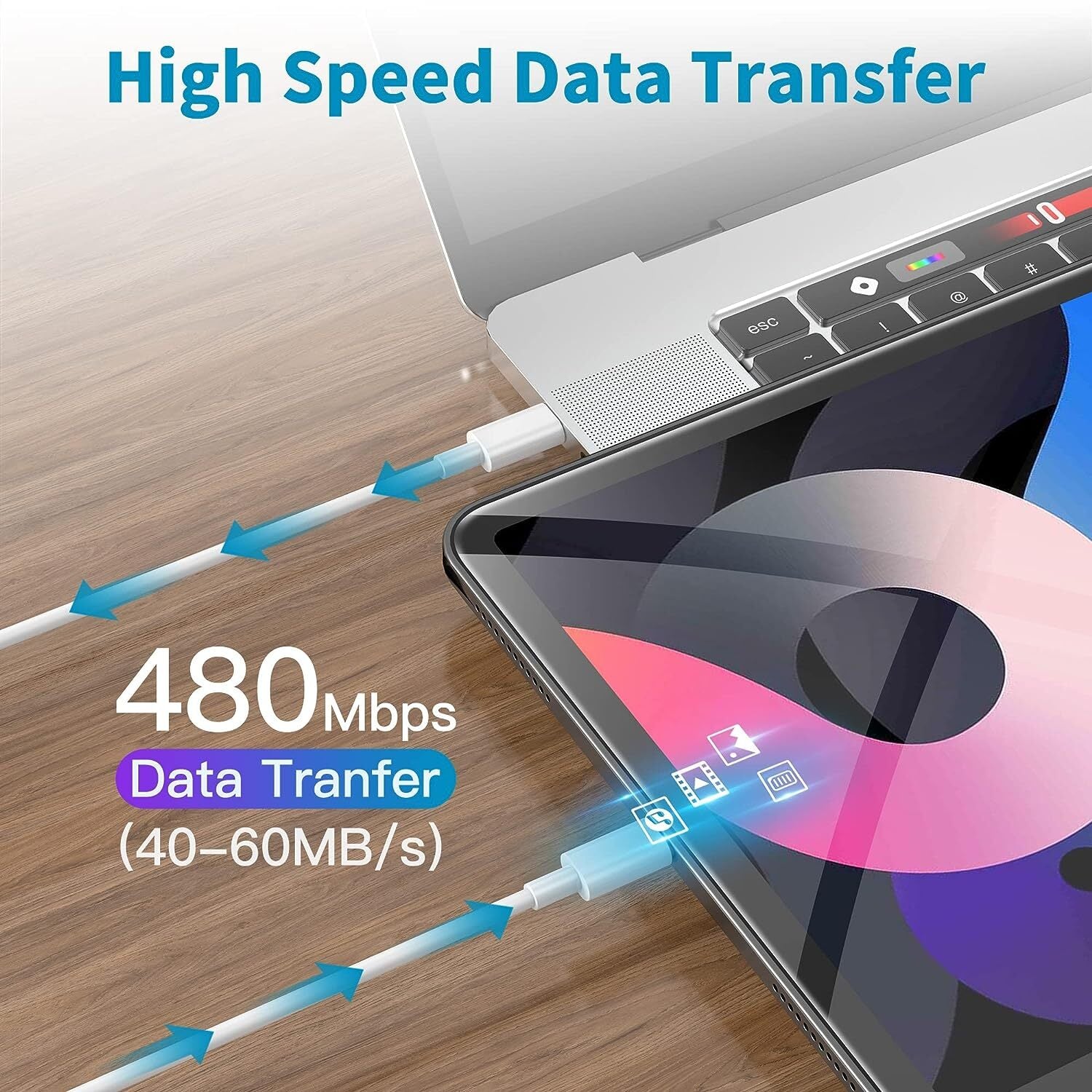 3-Pack USB-C to USB-C Fast Charging and Data Sync Cables