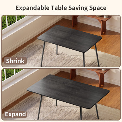 63-Inch Extendable Dining Table Set for 6 with High Back Wooden Chairs in Black