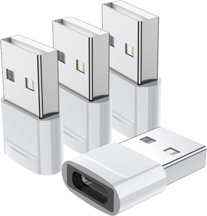 USB C Female to USB Male Adapter (4-Pack), Type C to USB a Charger Converter for Iphone 17 16 15 14 13 12 11 Pro Max, Samsung Galaxy S25 S24 S23 S22 Ultra, Apple Iwatch Watch Series 7 8, Airpods,Ipad
