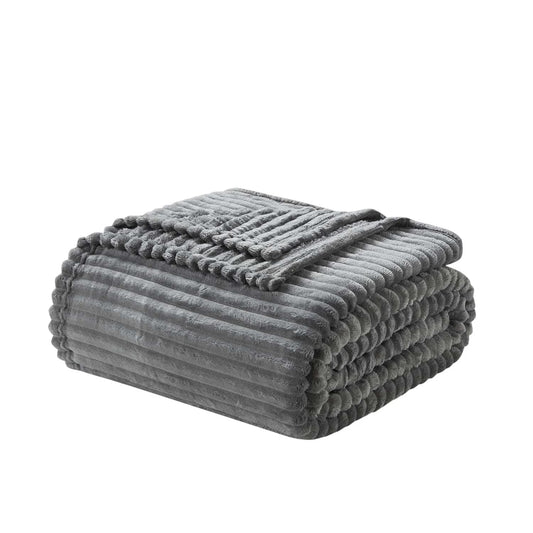 Luxury Soft Lightweight Fleece Throw Blanket - Gray Plush Bed Blanket