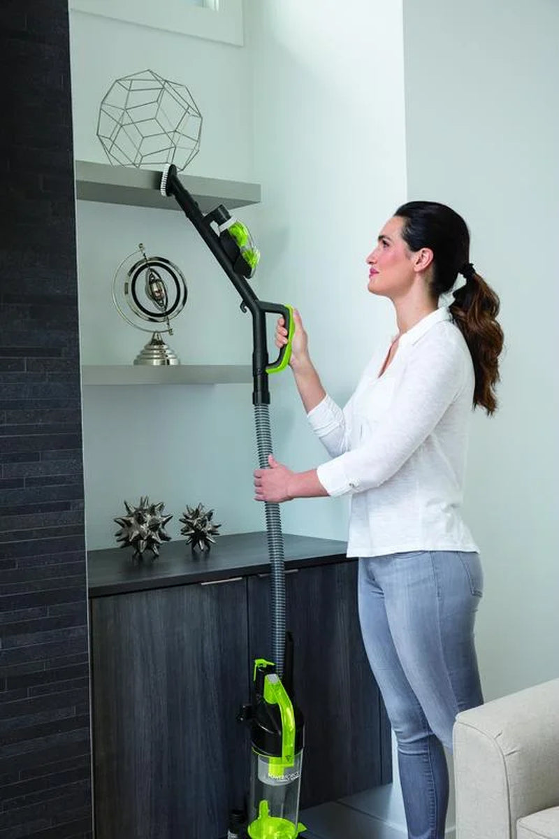 Powerforce Compact Turbo Bagless Upright Vacuum with Powerful Suction, Easy-Empty Dirt Tank, Lightweight Design, and High Reach Wand, Model 2690, Green and Black