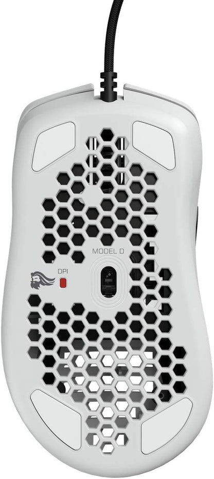 Glorious Model D Wired Gaming Mouse - 68G Superlight Honeycomb Design, RGB, Ergonomic, Pixart 3360 Sensor, Omron Switches, PTFE Feet, 6 Buttons - Glossy White