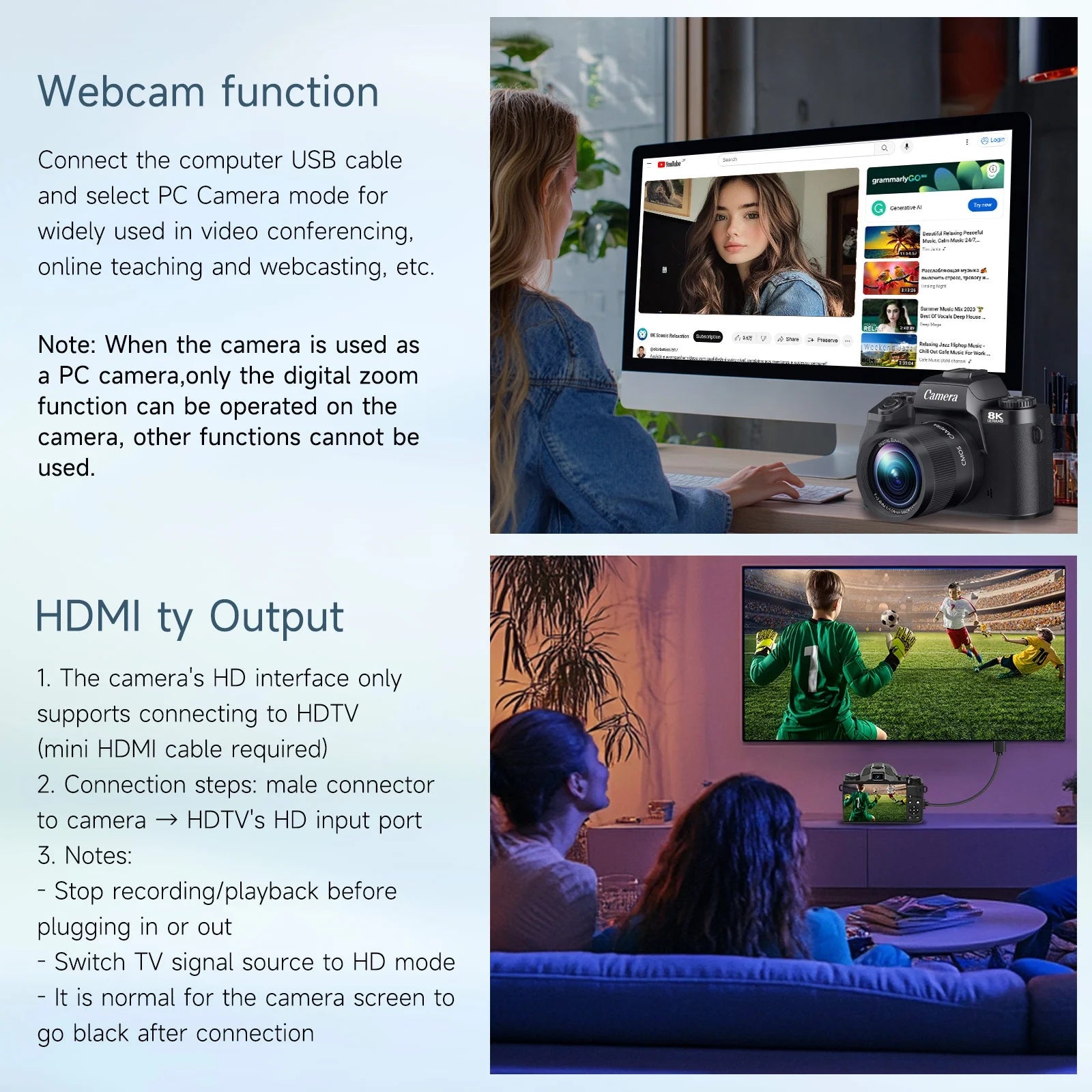 8K Digital Camera for Photography and Vlogging with Dual-Lens, 16X Digital Zoom, WiFi Touchscreen, 3000mAh Battery, and 32GB TF Card