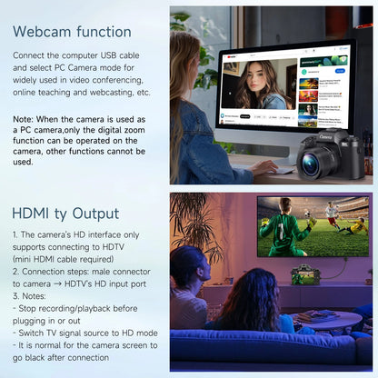 8K Digital Camera for Photography and Vlogging with Dual-Lens, 16X Digital Zoom, WiFi Touchscreen, 3000mAh Battery, and 32GB TF Card