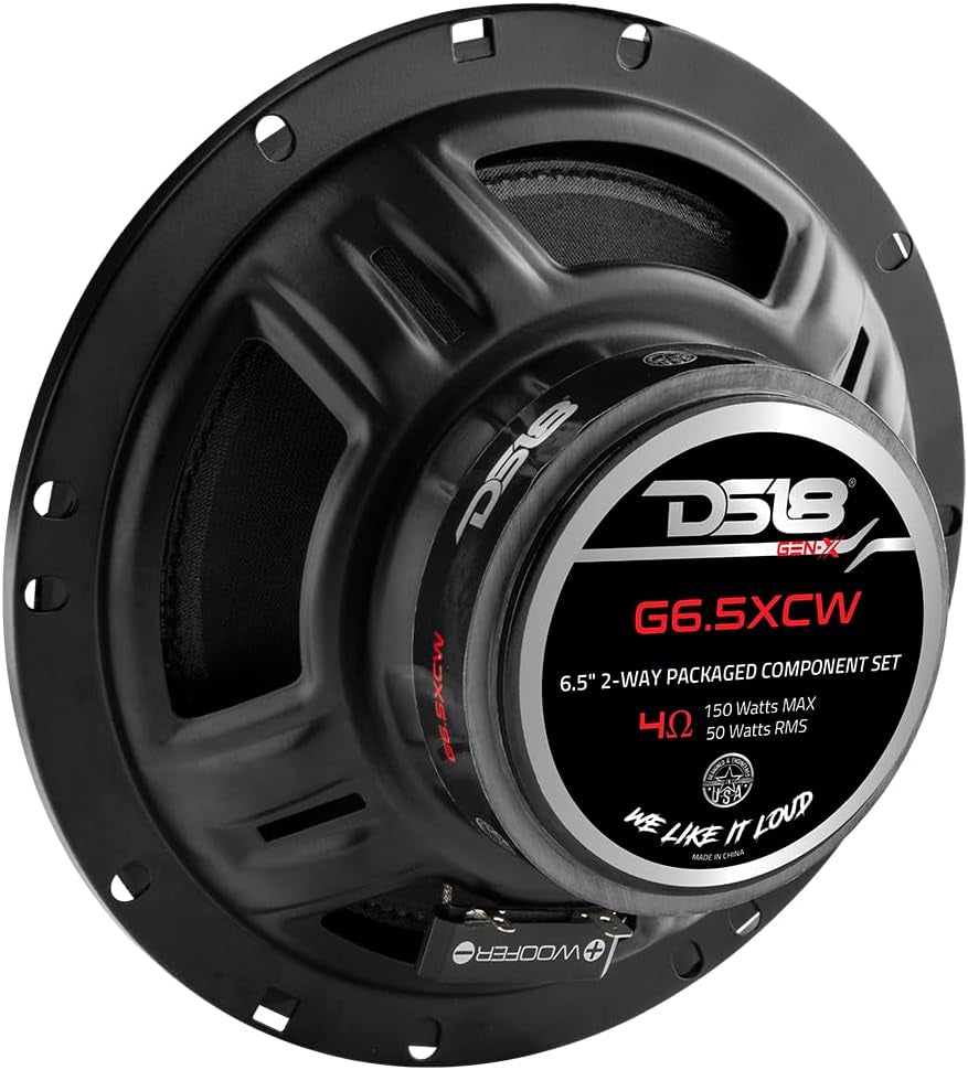 DS18 GEN-X6.5C Component Set - 6.5", 2-Way, 150W Max, 50W RMS, Black Paper Cone, Tetorn Dome Tweeters, 4 Ohms - Clarity Unparalled by Other Speakers in Their Class (2 Speakers)