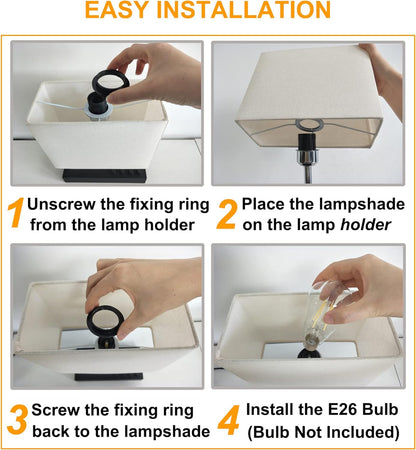 Briever USB Table Lamp: Versatile Bedside Desk Lamp with Dual AC Outlets, Triple USB Charging Ports, and Wooden Phone Stand Organizer - Perfect Nightstand Lighting Solution in Black Shade