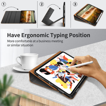 Case for Ipad Pro 12.9 2022 6Th/5Th/4Th/3Rd Generation 2021 2020 2018 with Pencil Holder Pocket Soft TPU Back Shockproof, Auto Sleep/Wake, Vegan Leather