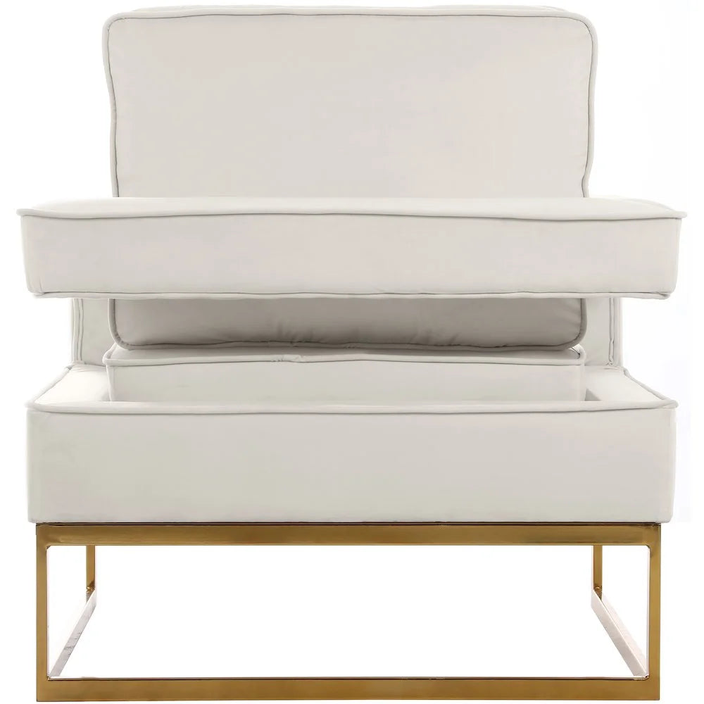 Noah Cream Velvet Accent Chair with Gold Iron Base