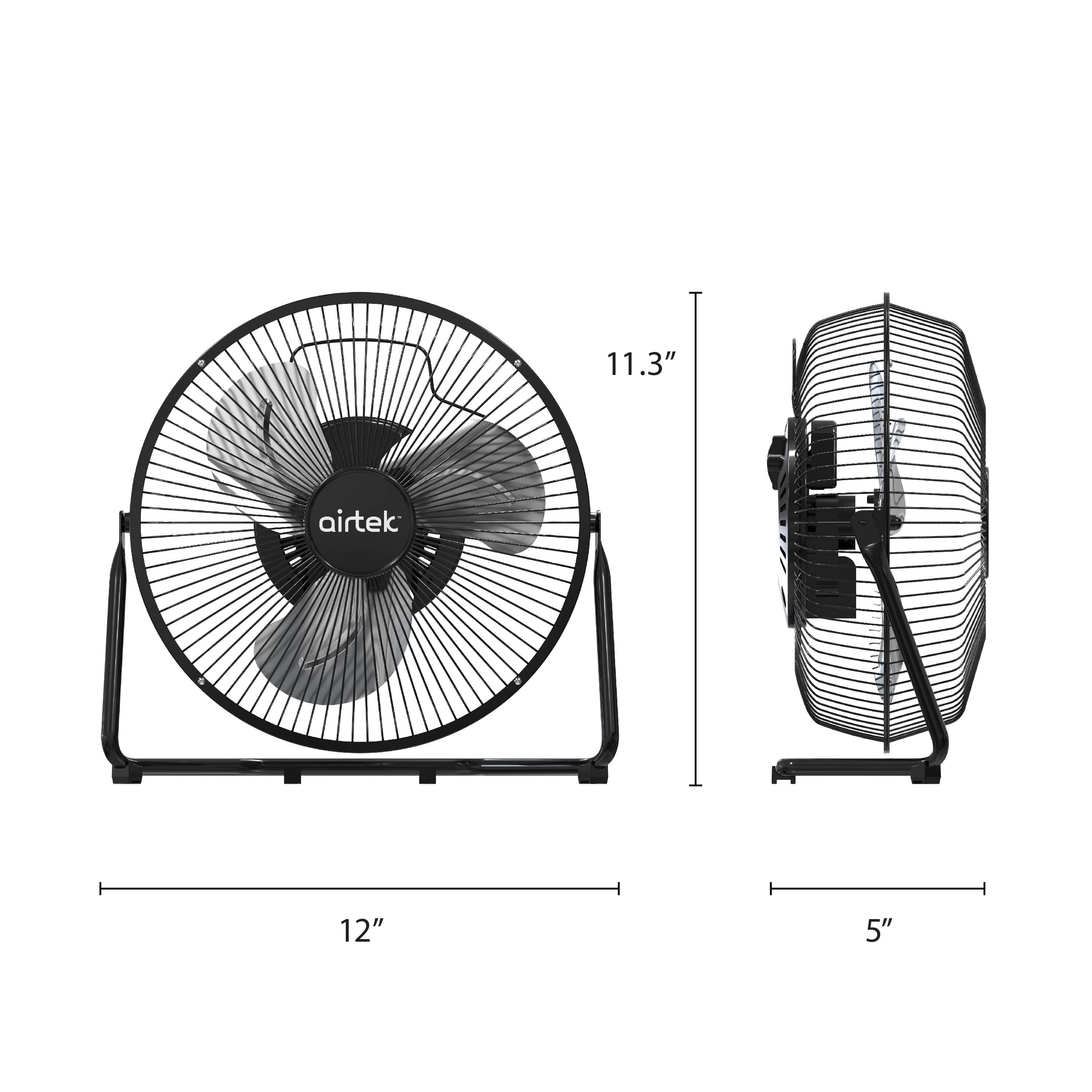 Airtek High Velocity Desk Fan, 3-Speed Electric Fan with Metal Blades and Safety Grilles
