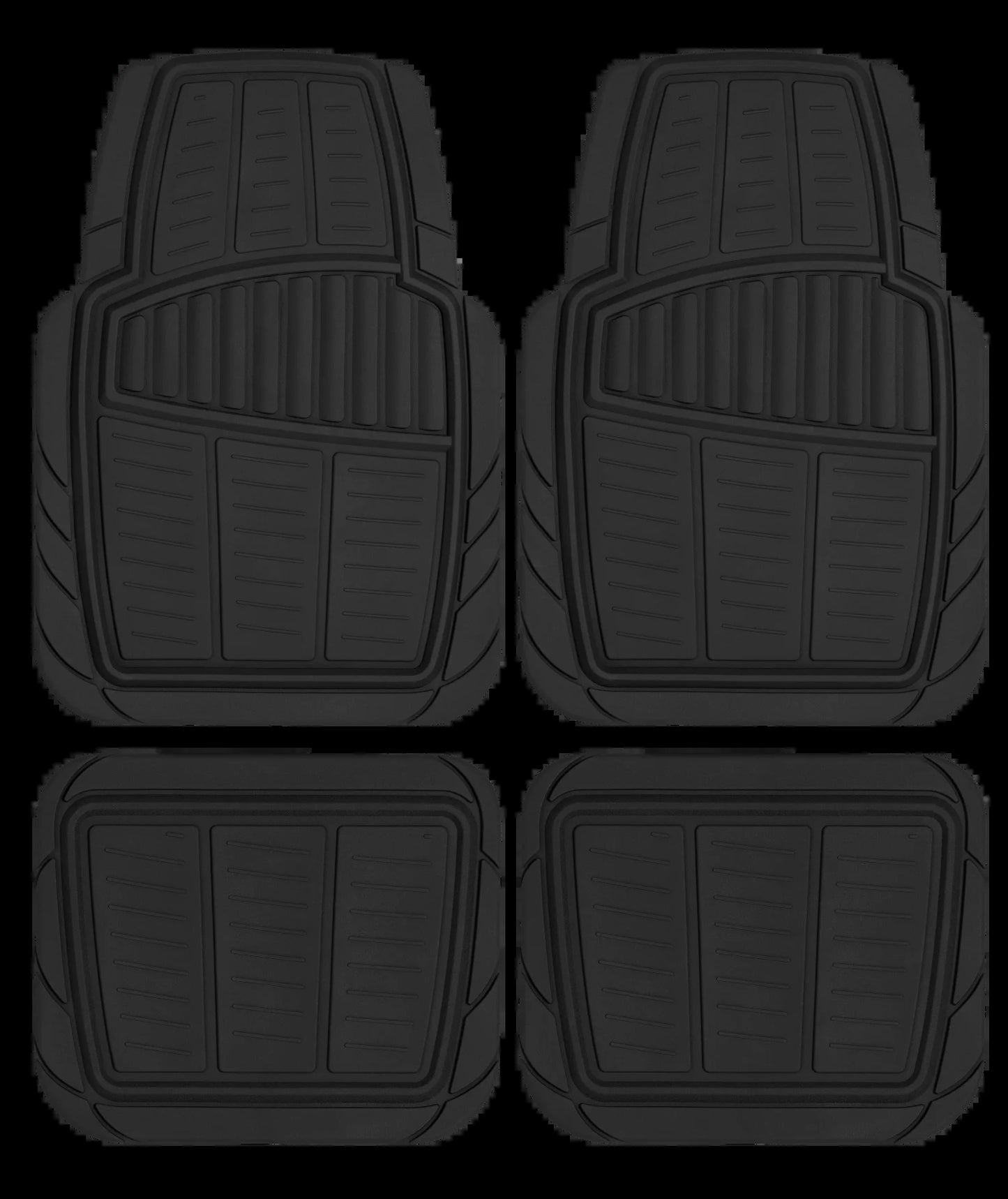 Premium 4-Piece Rubber Car Mat Set - Universal Fit for Cars and Trucks, Toll Black