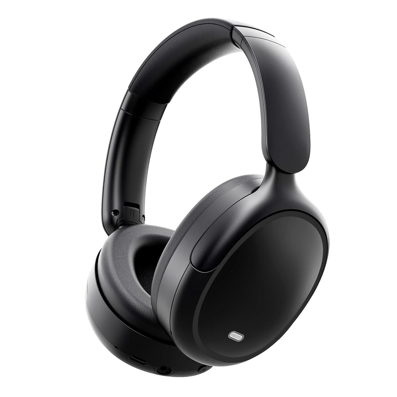 Hybrid Active Noise Cancelling Bluetooth Headphones with 50 Hours Playtime, Enhanced Call Clarity with 4 Microphones, Bass Boosted Sound, Comfortable Over-Ear Design for Travel and Home Office - Black