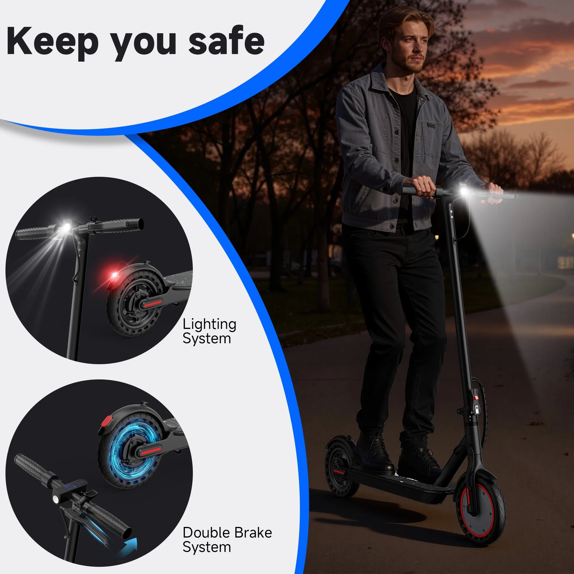 PRINTE N6 Electric Scooter 350W with LCD Display Waterproof APP 19MPH for Adult and Teen