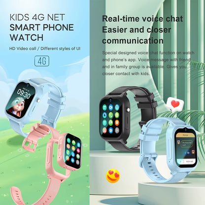 Children's 4G GPS Smartwatch with Video Call, SOS Function, Camera, and Voice Monitoring