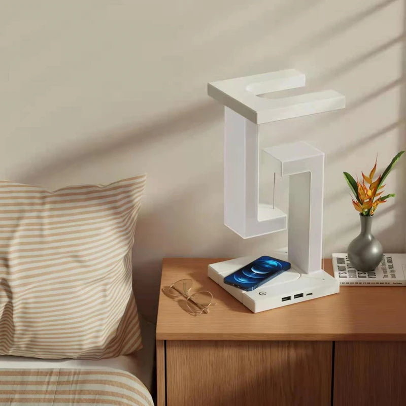 Floating Lamp with 10W Detachable Wireless Charger - Decorative Lighting Solution for Bedroom and Office