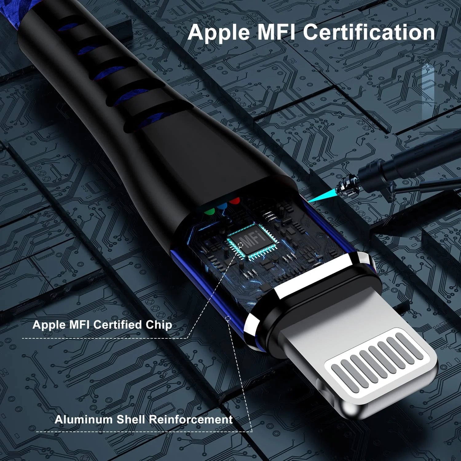 Lightning Cable, 3Pack [Apple Mfi Certified] Nylon Fast Charging (3/6/6Ft)，Compatible with Iphone 14/13/12/11 Pro Max/Pro 13/12 Mini MAX XS Xr X 6 Airpods Ipad，Blue